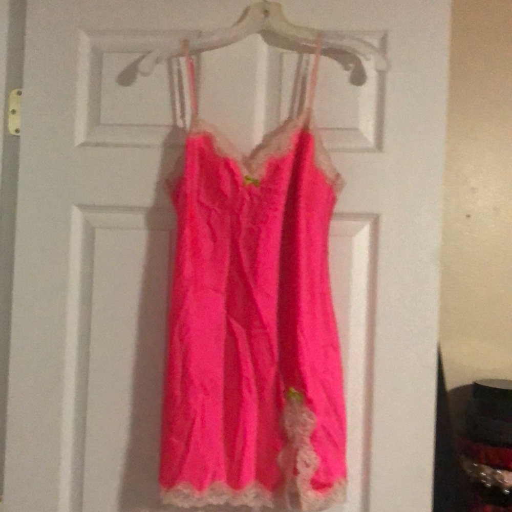 Vintage Hot Pink Victoria’s Secret Satin short nightgown